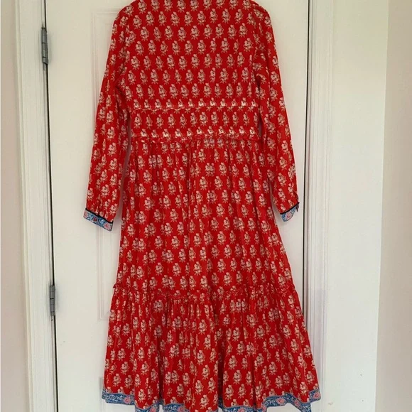 J. Crew Block Print Button Front Tiered MIDI Dress Size 10 - Picture 7 of 9
